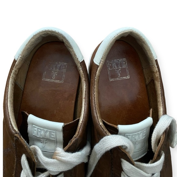 Frye Dylan Vintage Distressed Leather Brown Cream Sneakers Size 6.5 - Picture 7 of 12
